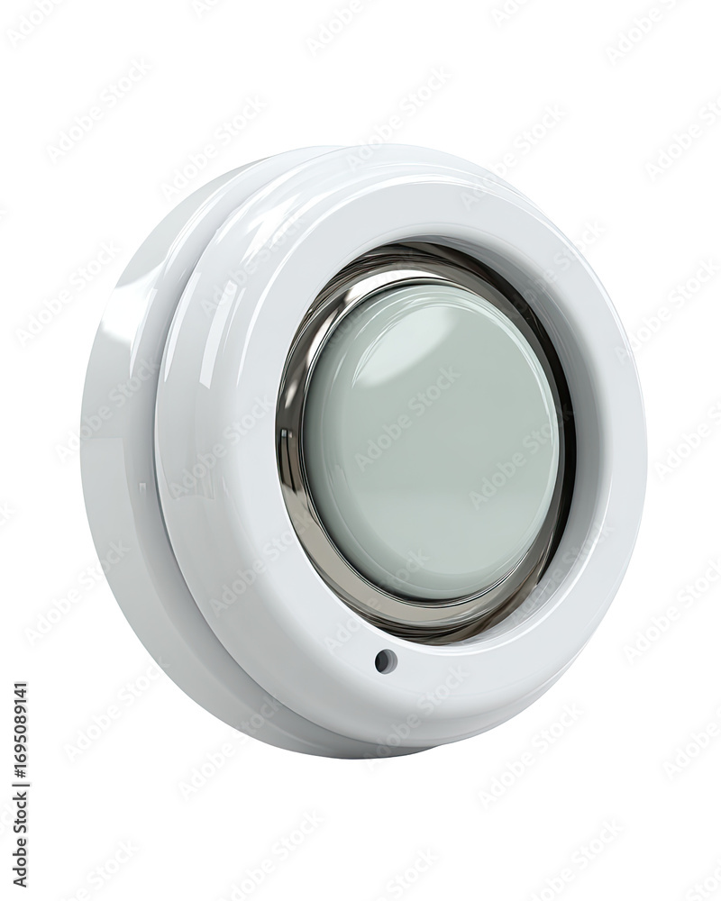 Fototapeta premium White door button, close-up, studio shot, clean background, website use