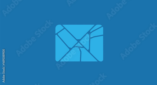 Fragmented Envelope Icon: Stylized Mail Symbol in Light Blue.