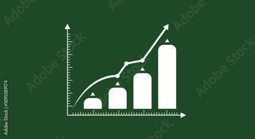 Visualizing business growth and upward trends with a line and bar graph.