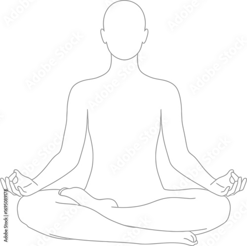 Minimalist line art illustration of a person meditating in the lotus position for wellness