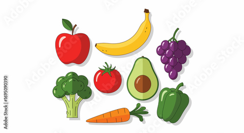 Fresh vibrant produce assortment healthy eating ingredients for recipes or nutrition concepts