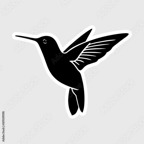 Hummingbird Silhouette Flat Wildlife Simple Icon Set, Hummingbird Abstract Vector Graphic Art Design