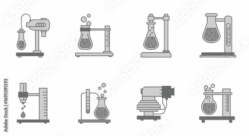 Scientific instruments and geometric shapes for educational and technical designs