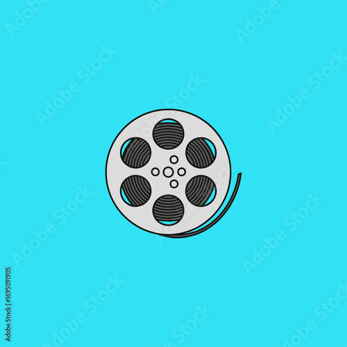 Film reel icon logo flat vector design