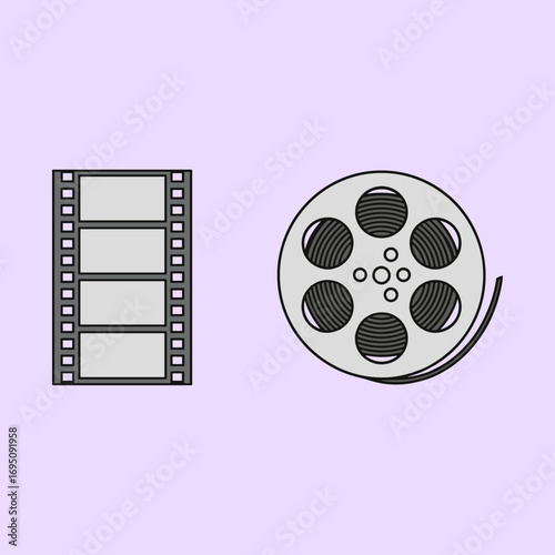 Film negative, Film Reel icon logo flat vector design