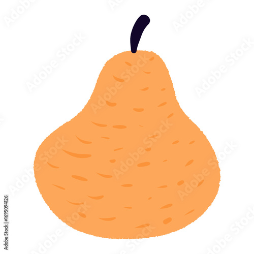 Yellow pear fruit, traditional Chuseok food, isolated on transparent. Hand drawn flat vector illustration. Korean Mid Autumn Festival design element, holiday clip art