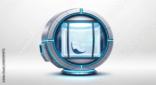 Futuristic pod chair design concept for relaxation and innovative technology furniture illustration art