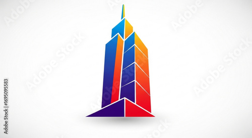 Modern skyscraper building logo design vector illustration for real estate company and architecture firm