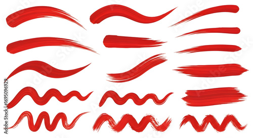 Abstract flowing red brush strokes and flame-like wavy patterns — energetic red swirls forming textured motion background ideal for bold graphic compositions