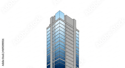 A modern skyscraper with blue glass windows for architectural visualization
