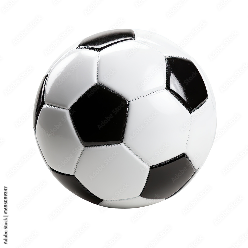 Fototapeta premium Soccer ball, black and white, perfectly round, stitched panels