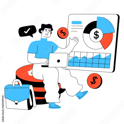 Finance manager illustration, editable vector