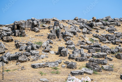 Canvas Print Ancient ruins of Hierapolis in Turkey under a clear blue sky