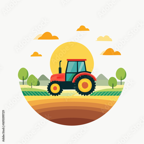 Illustration vectorielle circulaire d’agriculture moderne