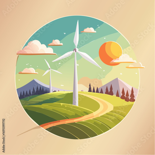 Illustration vectorielle circulaire énergie renouvelable