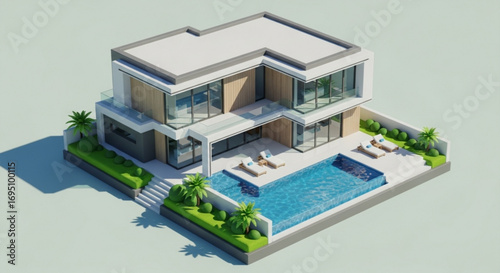 Modern villa with pool, a luxurious and contemporary architectural masterpiece