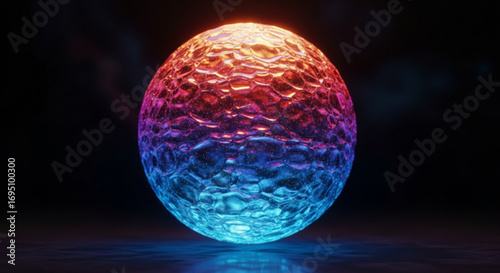 Glowing sphere with colorful texture, creating a mesmerizing and futuristic visual effect on a dark background