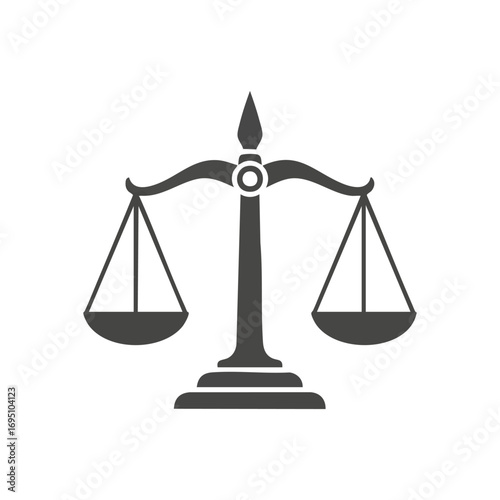 Justice Scales Icon. A simple graphic of a weighing device, symbolizing fairness, equality, and legal principles. Ideal for topics of law and ethics.