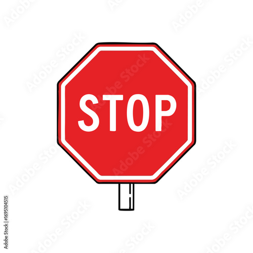 Vibrant Stop Sign Octagon Command. This bold crimson graphic, bearing the universal directive to halt, symbolizes caution, safety, and the absolute need to cease progress.