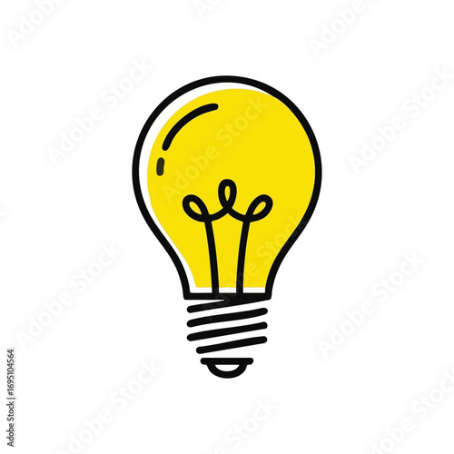 Bright Idea Innovation Symbol. This glowing yellow lamp on a dark background represents new concepts, creative solutions, and eureka moments. Perfect for enlightenment themes.