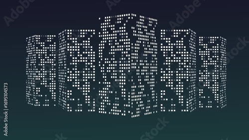 Pixel alphabet vector illustration with digital letters and symbols in night city design pattern