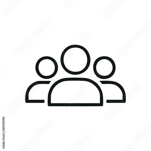 People Team Group Icon. Clean modern pictogram signifying a gathering of members or users. Perfect for digital applications, symbolizing unity and collaboration.