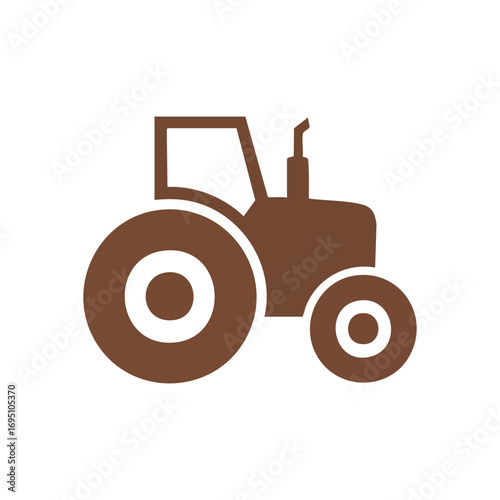 Brown Tractor Farm Vehicle Icon. Clean agrarian machine graphic symbolizes cultivation, growth, and rural enterprise. Perfect for digital designs and agricultural themes.