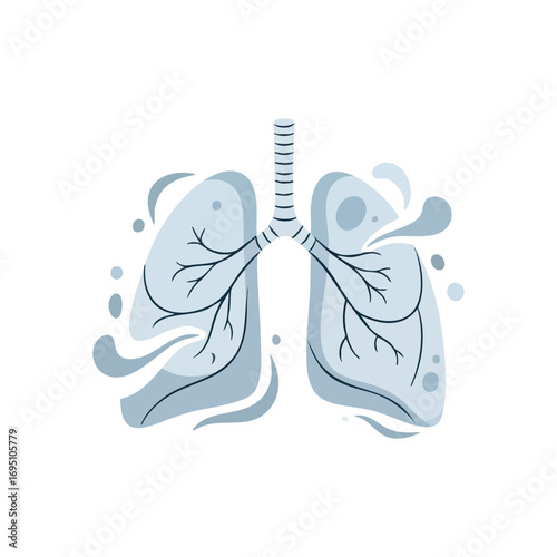 Healthy Pulmonary System Design. Vibrant graphic showing vital respiratory organs. Embodies clean breathing and wellness. Excellent for medical or health awareness projects.