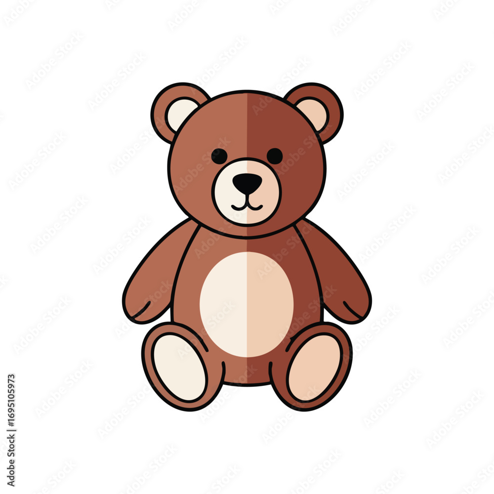 Fototapeta premium Charming Teddy Bear Illustration. A delightful cartoon plushie, embodying innocence and comfort. Perfect for projects related to childhood joy and gentle themes.