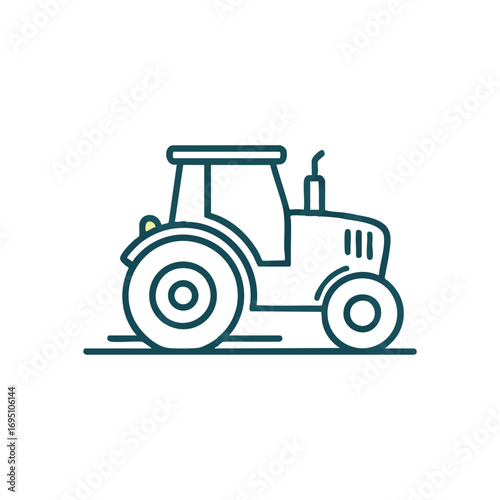 Rural Farm Vehicle Outline. Clean linear depiction of a farming implement on a dark background. Symbolizes agricultural progress, sustenance, and modern countryside efficiency.