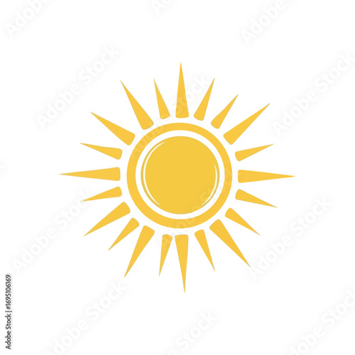 Radiant Daystar Emblem. A vibrant golden celestial body with prominent rays on a stark black background. It symbolizes warmth, happiness, and summer energy.