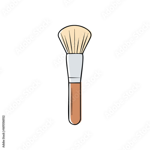 Elegant Cosmetic Brush Illustration. Clean vector artwork of an applicator for beauty. Represents self care, glamour, and professional artistry in makeup routines.