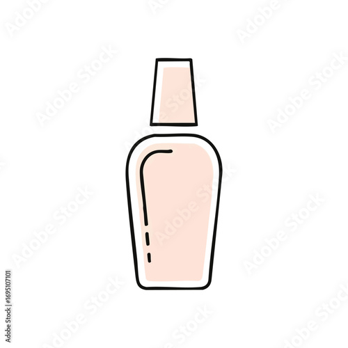 Chic Nail Polish Bottle Sketch. This simple artistic rendering of a cosmetic bottle evokes clean beauty and personal care. Great for fashion or wellness themes.