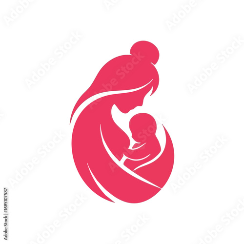 Maternal Bond and Newborn Care. A heartwarming illustration showcasing a woman nurturing her precious infant. Symbolizes enduring affection, security, and the beautiful journey of parenthood.