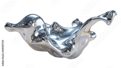 Abstract, reflective, metallic, liquid form