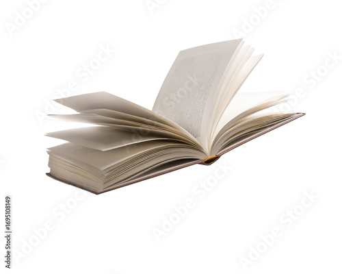 Open book, pages spread, floating in air