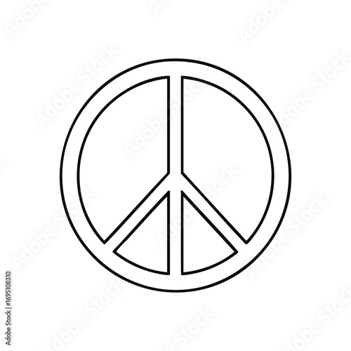 Peace Symbol Outline Icon. A crisp, monochromatic depiction of the universal emblem of serenity. This iconic design represents concord, affection, and solidarity, promoting tranquility and.