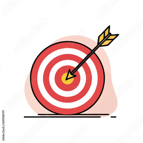 Achieved Target Bullseye Icon. Vibrant illustration signifying successful attainment of objectives. Represents accuracy, strategy, and the precise completion of aspirations.