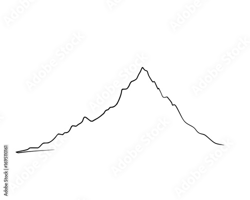 Vector art of abstract hand-drawn mountain peak line art with jagged edges, symbolizing achievement, resilience, ambition, and overcoming challenges in business and personal growth