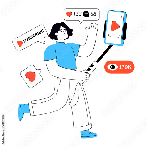 Video blogger illustration, editable vector
