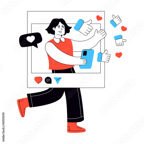 Modern design illustration of getting social media likes