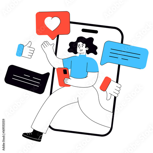A colored design illustration of social media comments