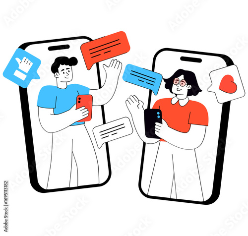 A unique design illustration of mobile chatting
