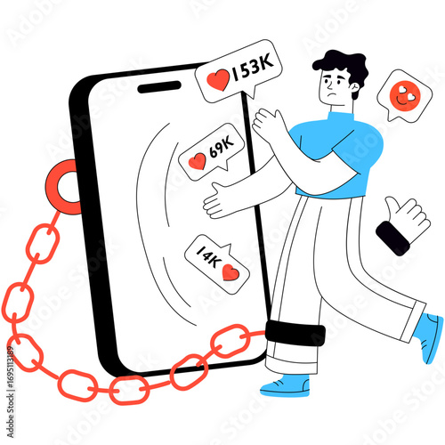 Premium download illustration of phone addiction