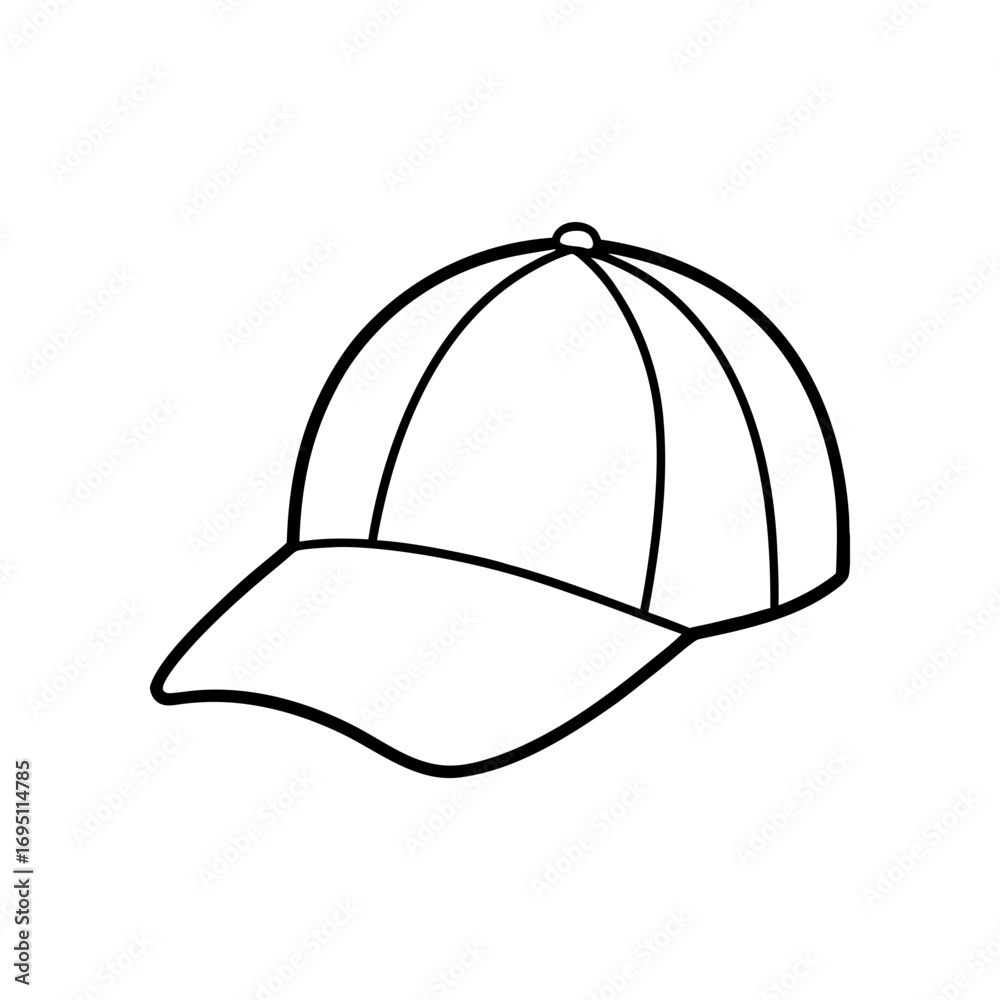 Outline drawing of a baseball cap design on transparent background Outline drawing of a baseball cap design on transparent background