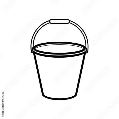 Simple outline drawing of a white bucket on transparent background