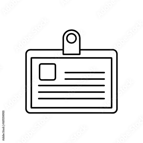 Identification badge with holder outline on transparent background