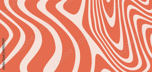 Psychedelic, wavy and wild pattern. Vector illustration. Abstract retro styled print with dynamic, curved lines