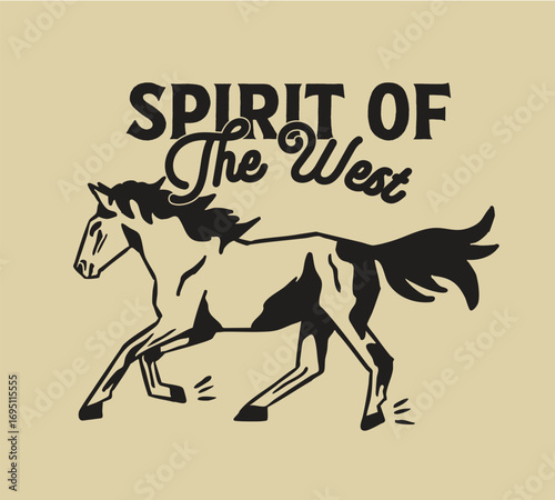Western Horse Illustration – Vintage Cowboy and Rodeo Style Artwork