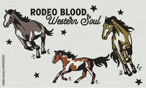 Western Horse Illustration – Vintage Cowboy and Rodeo Style Artwork